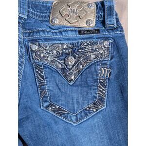 Miss Me Jeans Size 25 Ankle Skinny Y2K Rhinestone Embroidered